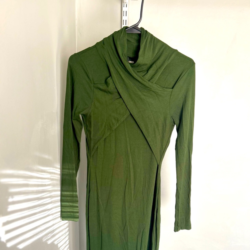 ASOS Olive Green cross neck dress